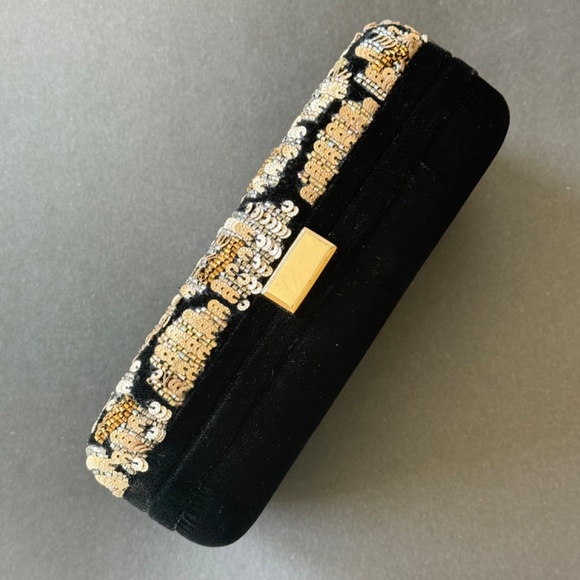 J. CREW Clutch Minaudiere Leopard Sequins Beads Detachable Chain Gold - Picture 5 of 13